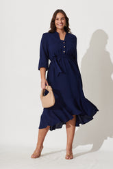 Navy Blue Midi Dress - Jemimah